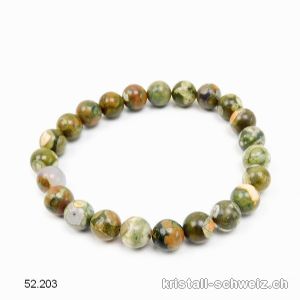 Armband Rhyolith Regenwald grün opalisiert 8,5 mm / 18,5 - 19 cm. Gr. ML