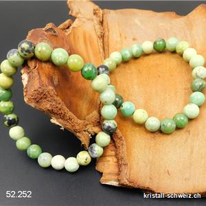 Armband Opal grün 8,5 mm, elastisch 18,5 cm. Grösse M