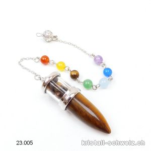 Pendel Tigerauge ca. 5 cm mit abnehmbarer Chakra-Kette