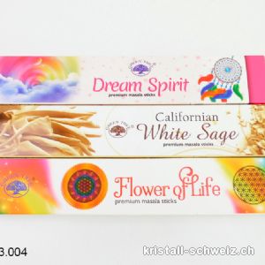 3 Dosen - Räucherstäbchen WEISSER SALBEI - FLOWER OF LIFE - DREAM SPIRIT. Sonderangebot