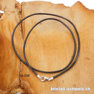 Lederkette schwarz mit Silberverschluss. L. 38 cm