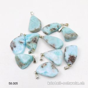 Anhänger Larimar Freiform 1,7 - 2 cm an Silberöse. SONDERANGEBOT 