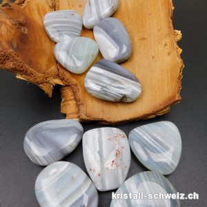 Achat grau-weiss gestreift 3,5 bis 4,5  cm. Größe L - XL. AB-Qual. SONDERANGEBOT