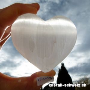 Herz Selenit bauchig 7 bis 8 x 6 cm. Grösse XL