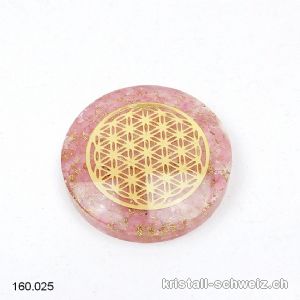 Thaler Orgonit Blume des Lebens und Rosenquarz dunkel 4 cm. Sonderangebot