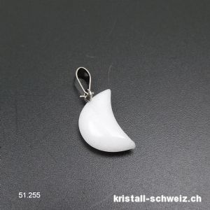 Anhänger Jade weiss MOND 1,7 cm mit Metallöse