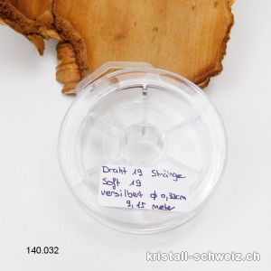 Edelstahldraht mit 925. Silberschicht 0,33 mm / L. 9 Meter