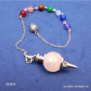 Pendel Galileo Rosenquarz mit Chakra-Perlen