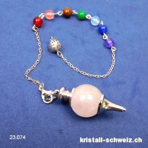 Pendel Rosenquarz mit Chakra-Perlen - Galileo Pendel