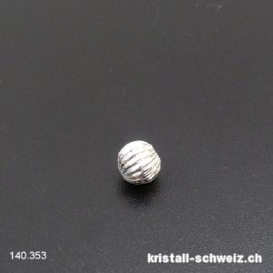 Zwischenteil Kugel gerillt aus Metall versilbert 6 mm