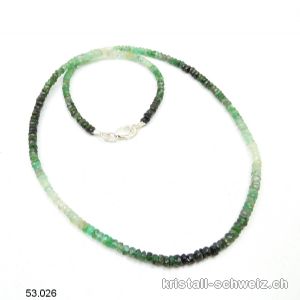 Halskette Emerald - Smaragd Buttons facettiert 3 - 4 cm / 46 cm