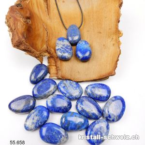 Lapislazuli 2,7 - 3 cm gebohrt mit Lederband