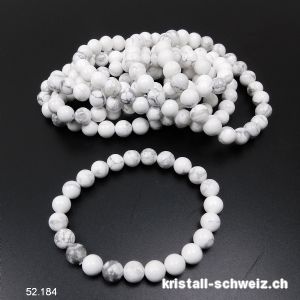 Armband Magnesit - Howlith weiss 8 mm, elastisch 19 cm