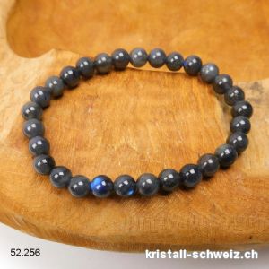 Armband Labradorit dunkel 6 mm / 18 cm. Grösse M. A-Qual.