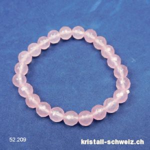 Armband Rosenquarz FACETTIERT 8 mm elastisches 18 cm. Grösse M