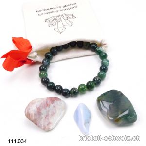 Set HUSTEN und BRONCHITIS- ERKÄLTUNG, 1 Armband und 3 Wassersteine. SONDERANGEBOT