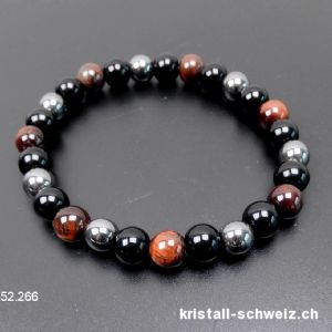 Armband Tigerauge rot - Hämatit - Obsidian 8 mm / 21 cm