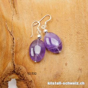 Ohrhänger Amethyst oval aus 925er Silber