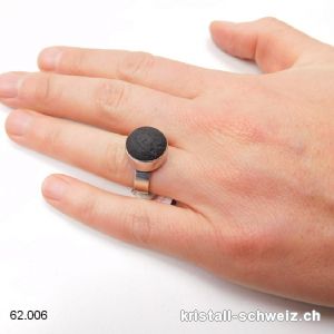 Ring Lava Stein Massiv aus 925 Silber. Gr. 55