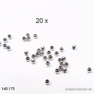 20 Stk - Perlen oder Questschösen 2,2 mm, Silber 925 RHODINIERT