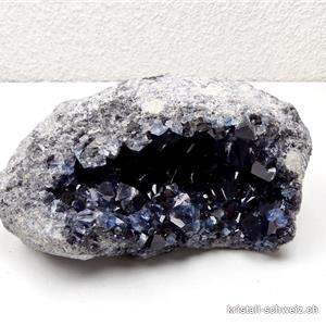 Celestite - Coelestin Blau - schwarz, Kristallin mit Matrix. Einzelstück 1'675 Gramm