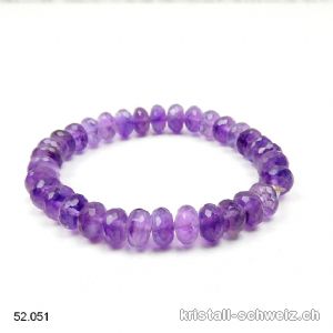 Armband Amethyst facettierte Buttons 8 - 9 mm, elastisch 18,5 - 19 cm