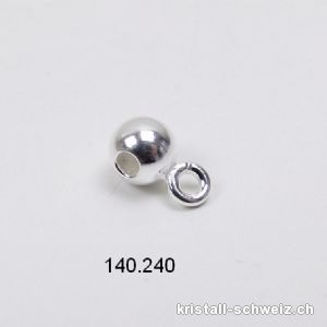 Kugel 4 mm mit Oese geschlossen aus 925er Silber. Sonderangebot