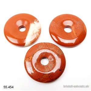 Jaspis rot Donut 4 cm. Mit einigen ockerfarbenen Flecken