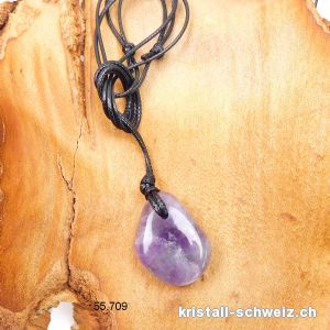 Amethyst 2,5 - 2,8 cm gebohrt mit verstellbarer Kordel