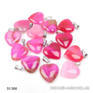 Anhänger Achat rosa Herz 2 cm mit Metallöse. SONDERANGEBOT