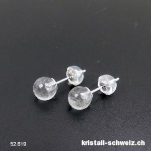 Ohrstecker Bergkristall Kugel 6 mm aus 925 Silber