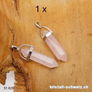 Anhänger Rosenquarz Doppelender aus Metall. SONDERANGEBOT