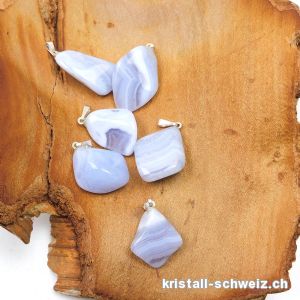 Anhänger Chalcedon blau 2 - 2,5 cm an 925 Silberöse