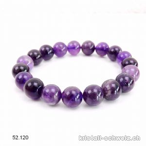 Armband Amethyst  10 mm, elastisch 19 - 19,5 cm. Grösse M-L