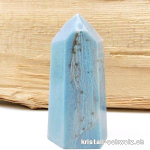 Blau Quarz mit Troilit, Obelisk 8,8 cm. Unikat 184 Gramm