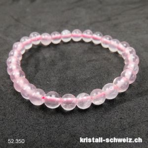 Armband Rosenquarz hell 6 mm, elastisch 17,5 cm. Grösse SM. SONDERANGEBOT