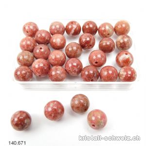 Thulit aus Norwegen rot-beige, Kugel gelocht 8 mm