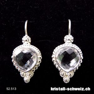 Ohrhänger Bergkristall facettiert aus 925 Silber. A-Qual.