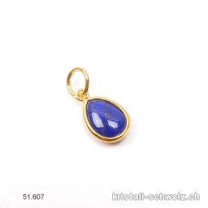 Anhänger Lapislazuli Mini-Tropfen aus 925er Silber vergoldet, 11 x 8 mm