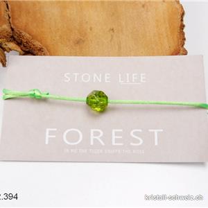 Armband Kristallglas grün - FOREST - mit verstellbarer Satinschnur grün. SONDERANGEBOT