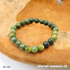Armband Kanada Jade 8,5 mm, elastisch 19 cm. SONDERANGEBOT