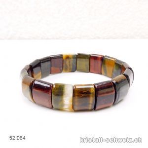 Armband Tigerauge - gold - rot - Falkenauge 1 x 1,5 cm, elastisch 19 cm