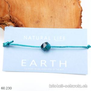 Armband Tigerauge dunkelblau - EARTH - mit verstellbarer Satinschnur türkis. SONDERANGEBOT