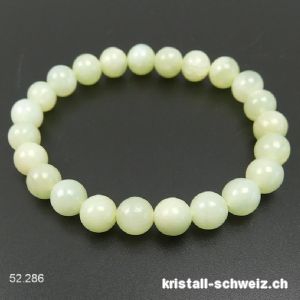 Armband Jade Serpentin hell 8 mm, elastisch 18 cm. Größe M. SONDERANGEBOT