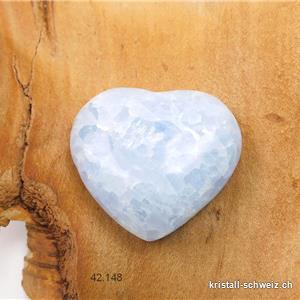Herz Calcit blau aus Madagaskar 4,3 x 3,8 cm. Unikat