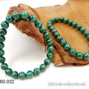 Armband Malachit 8 mm, elastisch 19-19,5 cm. A-Qualität