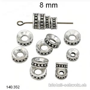 Zwischenteil Rondelle 8 mm mit Punktedekor, Metall versilbert