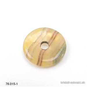 Fluorit Gelb - Regenbogen aus Argentinien, Donut 3 cm. Unikat. RARITÄT