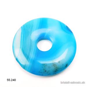 Achat hellblau gestreift, Donut 3 cm