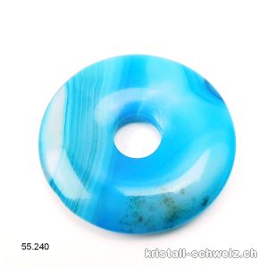 Achat hellblau gestreift, Donut 3 cm